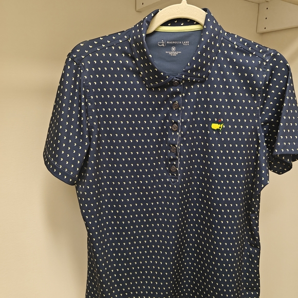 Magnolia Lane Tops - Magnolia Lane Navy Polo with White Dots